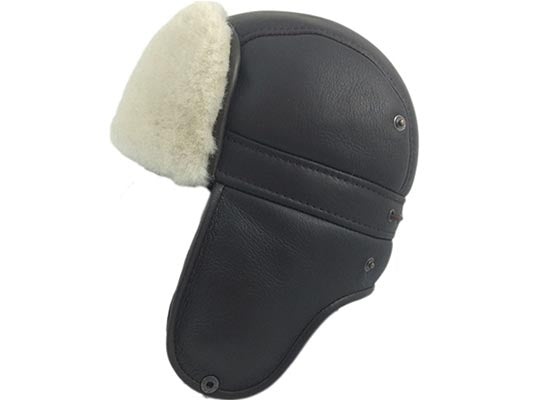 Sheepskin Aviator Hat - Medium, Black (Smooth Nappa Leather)