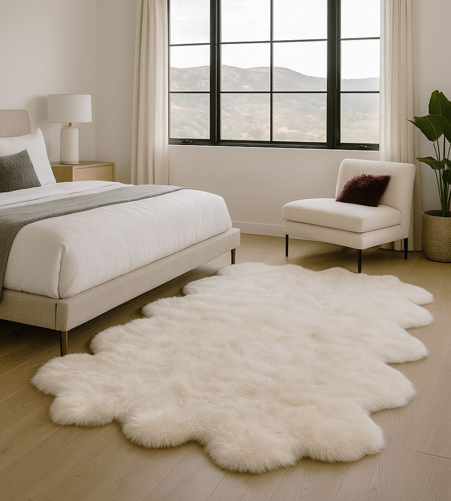 Shearling Rug Pattern Decto IVORY Sheepskin | Large 10-Pelt Assembled Shearling Area Rug ...