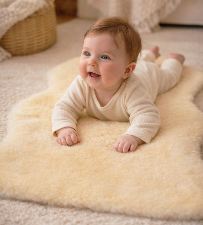 OVERLAND sheepskin baby rug 赤ちゃんラグ Short Wool Baby Lambskins | Shearling Sheepskin with Clipped Wool