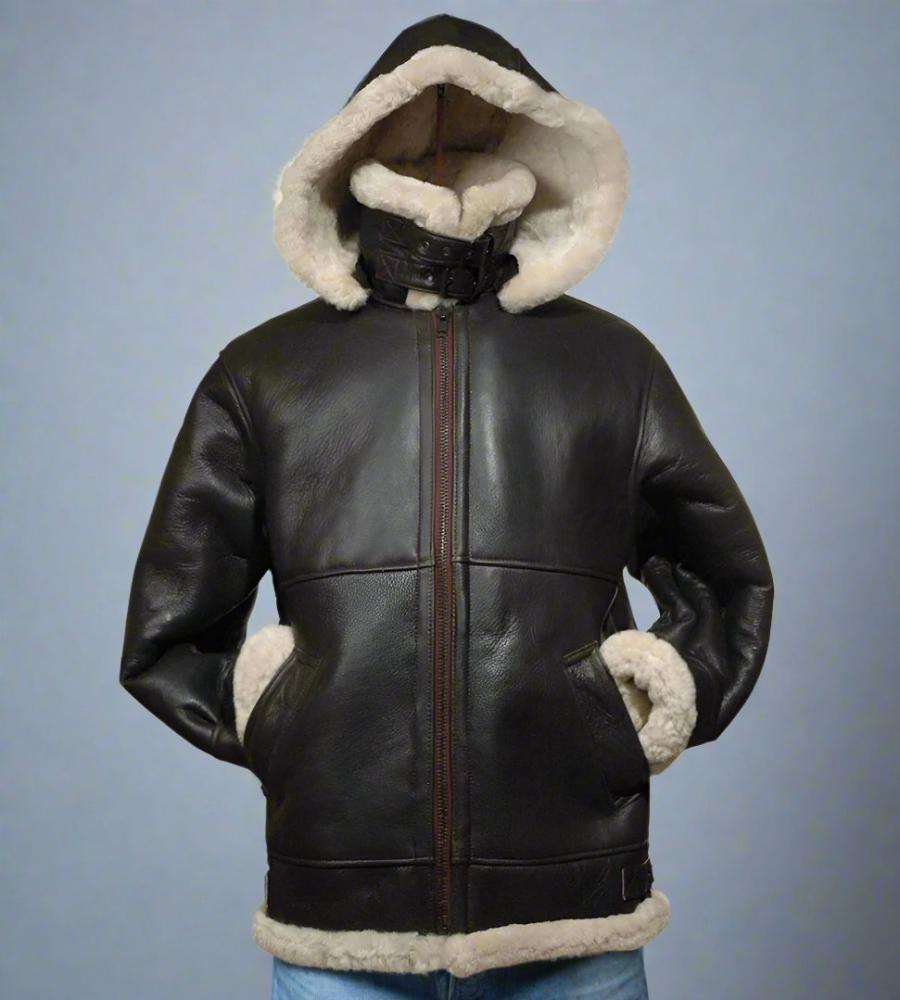 Mens jacket with sheepskin collar clearance