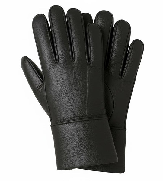 Men's Shearling Gloves | Black Sheepskin with Black Wool