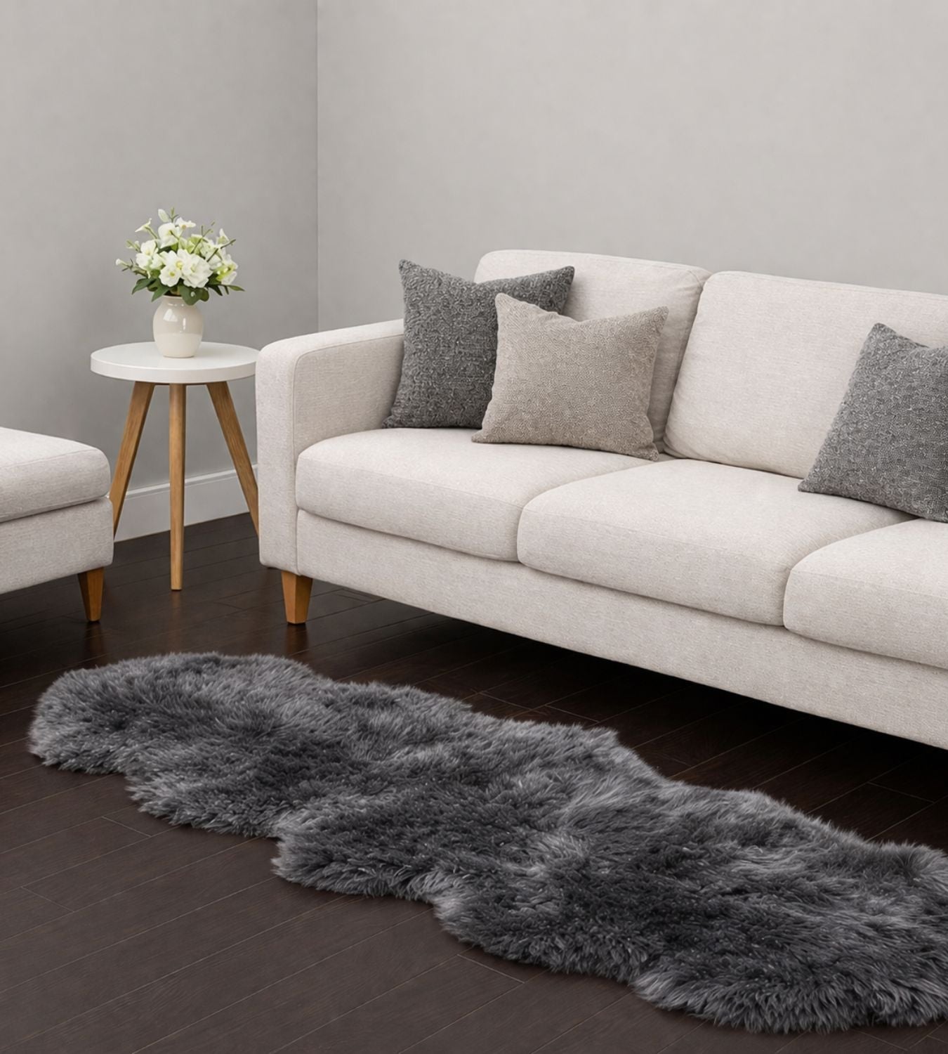 Double Charcoal Sheepskin | 2-Pelt Genuine NZ Shearling Rug ...