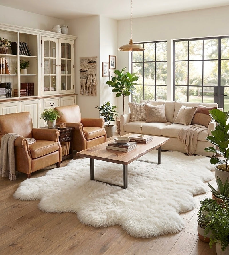 Octo IVORY Sheepskin | 8-pelt Genuine NZ Shearling Area Rug
