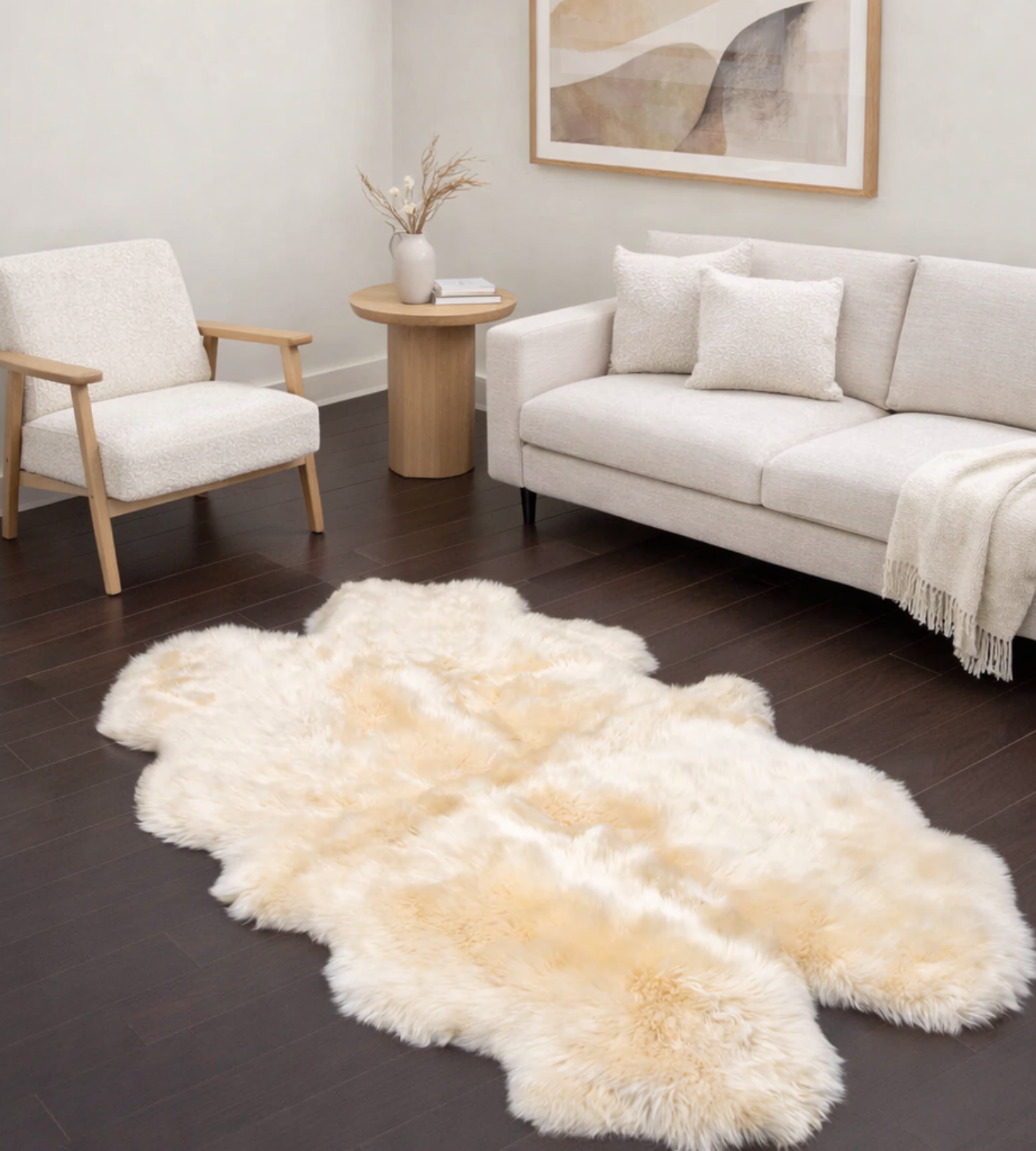 Shearling Champagne Rug Quad CHAMPAGNE Sheepskin | 4-Pelt Genuine NZ Shearling Rug ...