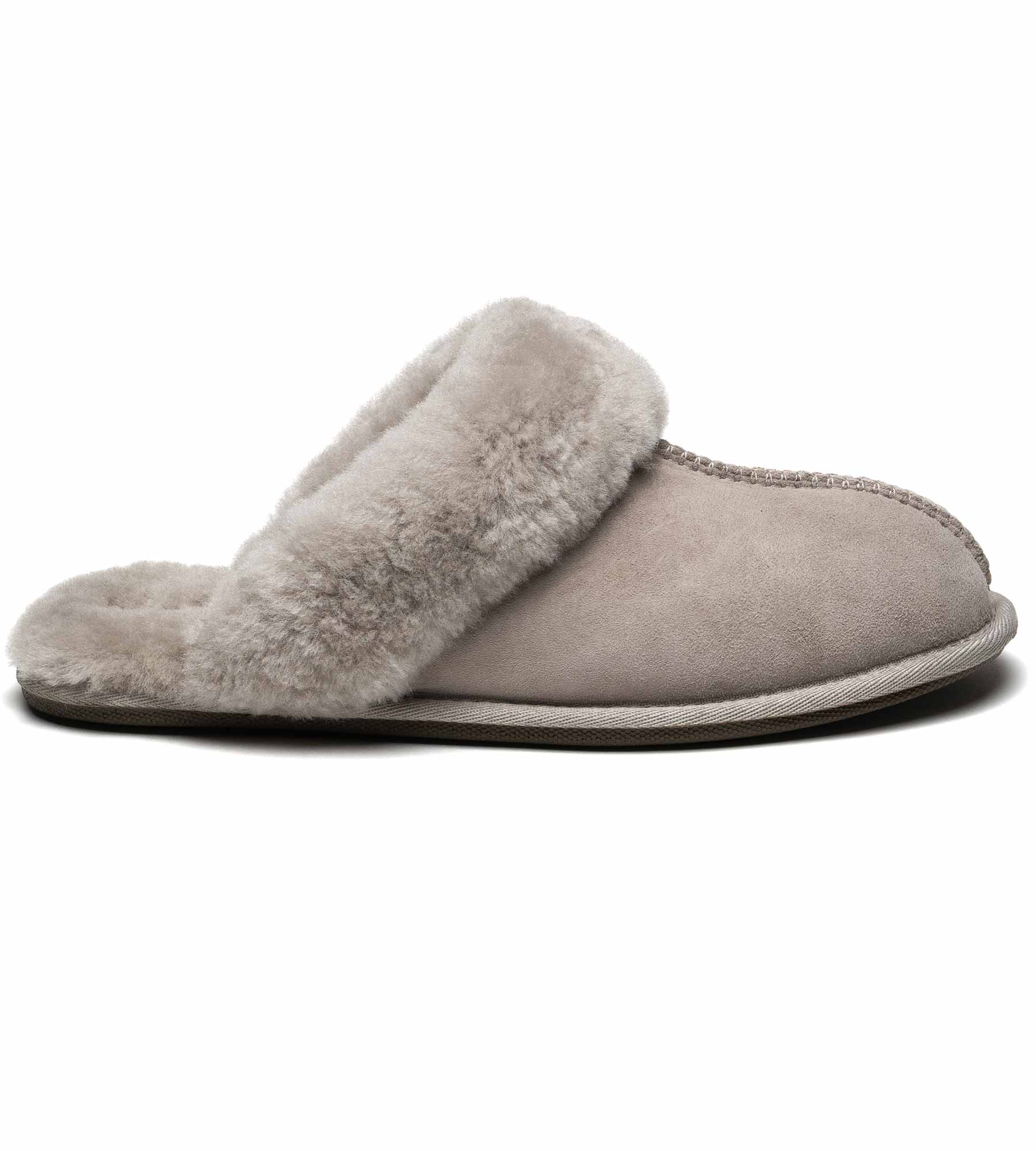 Deluxe Ladies Sheepskin Mule Style Slippers with Thick Sheepskin Lining ( Grey Herringbone, Numeric_3): Amazon.co.uk: Fashion