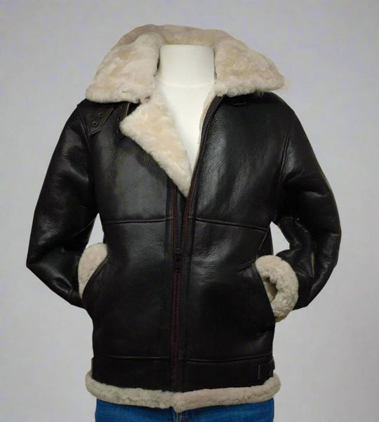Sheepskin jacket black hot sale