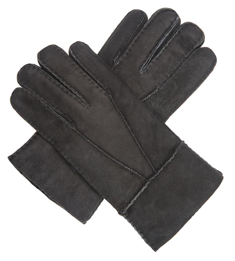 Men's Sheepskin Gloves - Black, Large