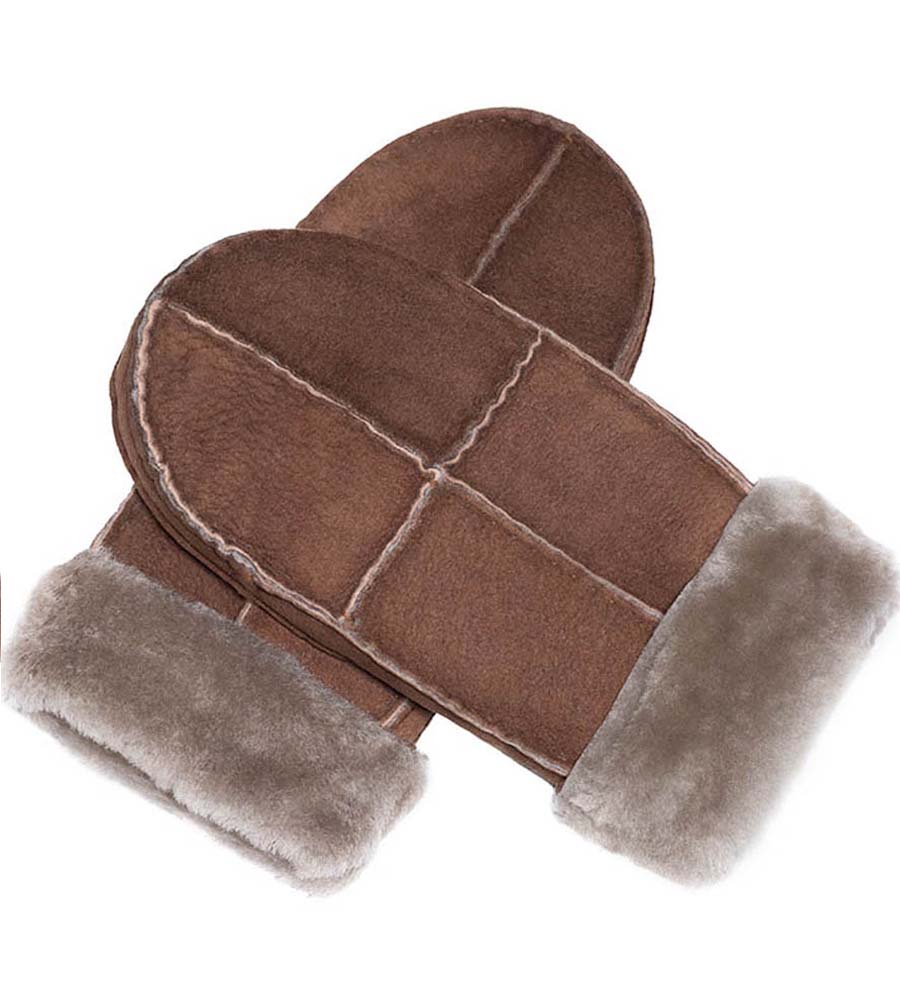 Men's Shearling Nappa Leather Mittens | Dark Brown Sheepskin & Wool XX-Large